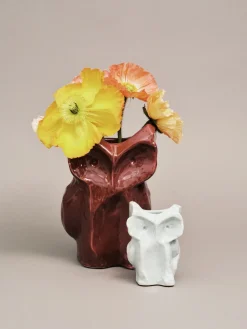 Vase hibou en grès bleu clair 12cm Après Minuit - Serax