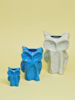 Vase hibou en grès bleu 12cm Après Minuit - Serax