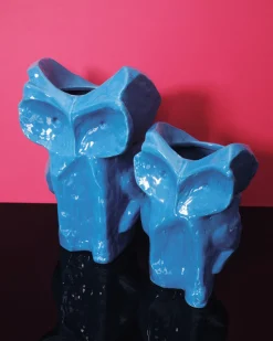 Vase hibou en grès bleu 23cm Après Minuit - Serax