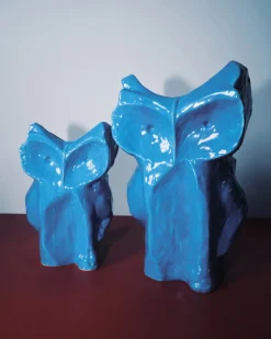 Vase hibou en grès bleu 30cm Après Minuit - Serax