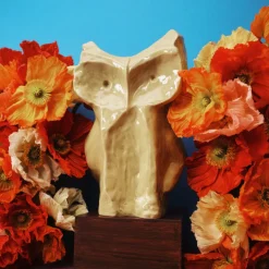 Vase hibou en grès jaune 30cm Après Minuit - Serax