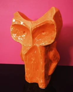 Vase hibou en grès orange 30cm Après Minuit - Serax