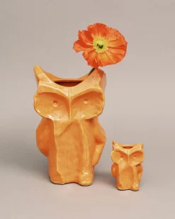 Vase hibou en grès orange 12cm Après Minuit - Serax