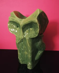Vase hibou en grès vert 30cm Après Minuit - Serax