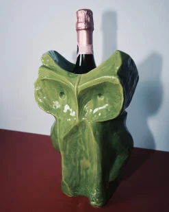 Vase hibou en grès vert 30cm Après Minuit - Serax