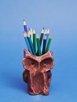 Vase hibou en grès violet aubergine 12cm Après Minuit - Serax