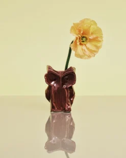 Vase hibou en grès violet aubergine 12cm Après Minuit - Serax