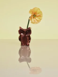 Vase hibou en grès violet aubergine 12cm Après Minuit - Serax
