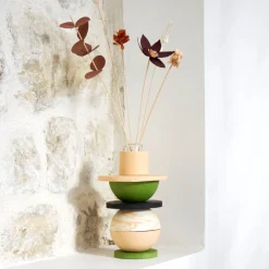 Vase modulable en verre et roche saline verte 9,5x15cm Modulo - Studio Rosaroom