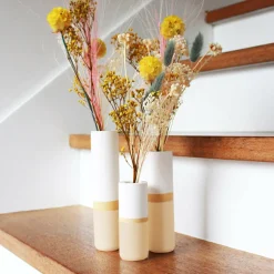 3 vases en roche saline jaune ocre 2,4 cm Labo - Studio Rosaroom