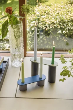 3 Vases en verre transparents et verts Triple - Hübsch
