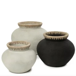 Vase stylé M noir naturel - Bazar Bizar