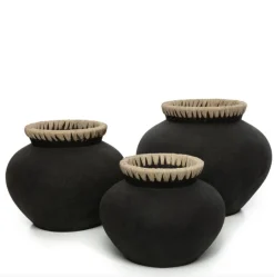 Vase stylé M noir naturel - Bazar Bizar