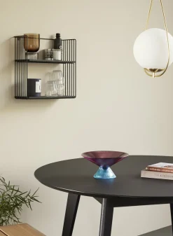Vase sur pied en verre ambre et gris 660ml - Hübsch