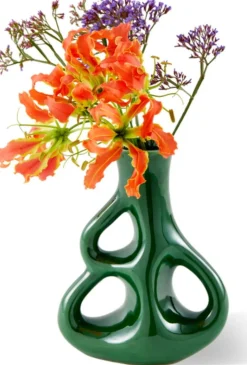Vase à trois oreilles en grès vert 17x9x21cm - pols potten