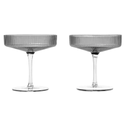 2 Verres à champagne gris Ripple - Ferm Living