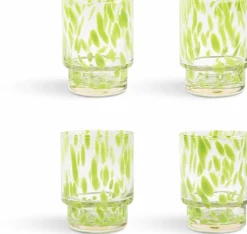 4 Verres à eau en verre vert 8x10cm Tortoise - &Klevering