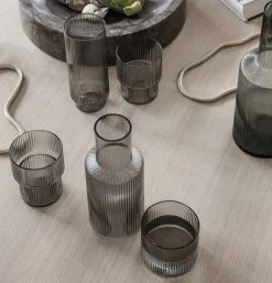 4 Verres à eau gris fumé 20cl Ripple - Ferm Living