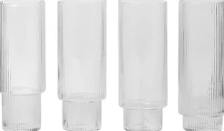 4 Verres à eau long drink Ripple - Ferm Living