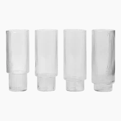 4 Verres à eau long drink Ripple - Ferm Living
