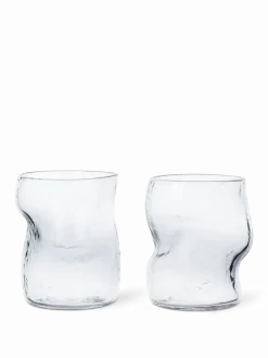 2 Verres en verre transparent 270ml Dimple - Ferm Living