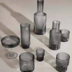4 Verres Ripple gris fumé 6 cl - Ferm Living