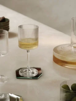 2 verres à vin blanc en verre transparent 7,2x16,8cm Ripple - Ferm Living