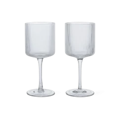 2 verres à vin blanc en verre transparent 7,2x16,8cm Ripple - Ferm Living