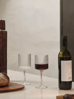 2 verres à vin rouge en verre transparent 7,9x18,2cm Ripple - Ferm Living