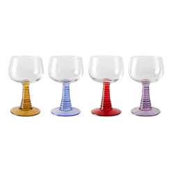 Verre à vin Swirl High Mixed Colours (Set Of 4) - HKLIVING