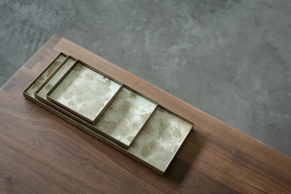 Vide-poche rectangulaire en verre L Fossil Organic - Ethnicraft Accessories