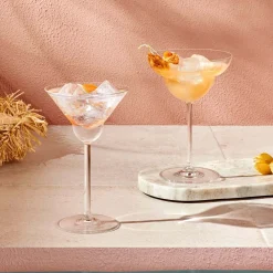 Vintage set de 2 verres à Martini à base arrondie - Nude Glass