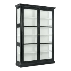 Vitrine avec 2 portes vitrées en bois de manguier noir 212 cm Classic - Nordal