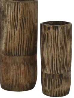 ZEBRA - set/2 vases - bois de paulownia - DIA 22/28 x H 50/65 cm - naturel